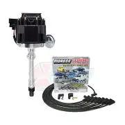 SBC HEI Distributor Black Cap 65K Coil 350 400 & Moroso 9867M Under Header Wires