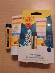 Burts Bees Vanilla Bean Lip Balm Milk Honey Lotion Gift Set 0.15 oz 1 oz New