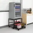 PUNCIA 19.7x19.7in Mobile Mini Fridge Stand with Large Storage, Black