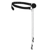 Ouch Black & White Breathable Gag With Nipple Clamps