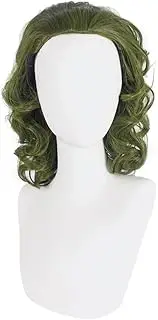 domoi Green Wig for Clown Costume Wig Men Short Wavy Wig Joker Fleck Wig Halloween Easy to Use
