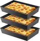 3 Pcs Detroit Style Pizza Pan 10 X 14 X 2.36 Inch Hard Rectangular Deep Pizza Pa