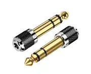 Stereo Headphone Connector Gold Plated Adapter 6.35mm Male to 3.5mm Female Audio Adapter for High Fidelity Converter