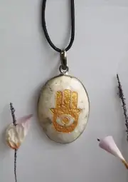 Moonstone Pendant Necklace Natural Crystal Gemstone Hamsa Hand Crystal Jewellery