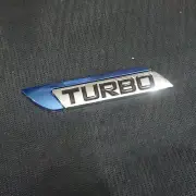 1x Left Chrome Blue TURBO Metal Sticker Badge Emblem Decal Luxury Twin GT Racing (for: Renault)