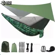 OutdoorHammock With Rain Fly Tarp Mosquito Net Tent Tree Straps 1-2 NylonHammock