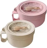 2 Pack Microwave Soup Mugs,Ramen Bowl,Soup Cup,Microwave Noodle Bowl,Large Capacity Lunch Box,Heated Rice Bowl,with Lid,Improved Easy-Grip Design for On-The-Go - Holds Soup, Rice, Cereal & More