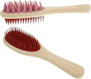 CALLARON 2pcs Long Handle Scalp Care Massager Brush with Silicone Grip Dual Tooth Exfoliating Hair Washing Tool for Comfortable and Efficient Dandruff Removal Application for All Hair