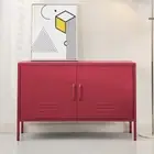 Metal Locker Ample Storage Shelf Organizer Cabinet Buffet Sideboard Base Pink