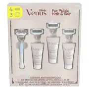 Venus Intimate Grooming Set with Razor, 4 Refillers, Cleanser, Shave Gel & Serum