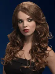 Nicole Womens Light Brown Deluxe Curly Fashion Wig