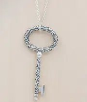 New Authentic Pandora Regal Pattern Key Necklace 397676CZ-90 W Tag & Hinged Box