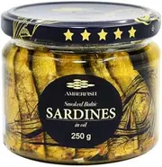 Amberfish Smoked Brisling Sardines Oil in Glass Jar, 250 g