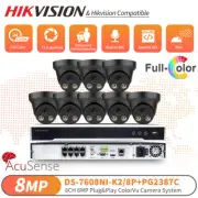 Hikvision 8Channel NVR DS-7608NI-K2/8P ColorVu 4K 8MP Security Camera Kit Audio
