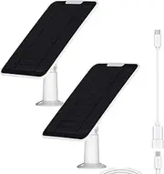 Solar Panel for Eufy Camera 5W Solar Panel Charger for Security Camera Compatible with Eufycam 3/3C/2/2 Pro/2C/2C Pro/E/E20/E40/L20/L40, with Micro USB Port, USB-C Adapter and 9.8ft/3m Cord (white-2P)