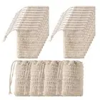 50Pcs Shower Bath Sisal Soap Bag Natural Sisal Soap Bag Exfoliating Soap SaverF3