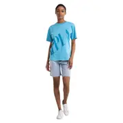 Replay Womens Graphic Tee Diagonal Logo Garment-Dyed T-Shirt Blue