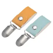 Hat Clips for Travel, 2pcs PU Leather Hat Clips for Bag(Blue, Orange)