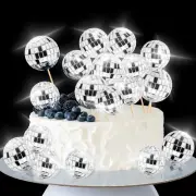 Disco Ball Cake Toppers, 20pcs 1970s Disco Ball Cake Decorations Cupcake Topp...