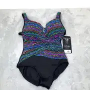 Miraclesuit Stitch It Layered Escape One Piece Swimsuit Size 14 New