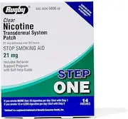 Rugby Clear Nicotine Patches - Transdermal System Patch - Smoking or Vaping Quitting Aid - Step 1-21mg - 14 Count (1 Pack)