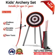Kids Bow and Arrow Outdoor Archery Set Game Has Target Dartboard Board Stand