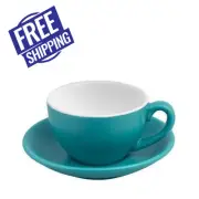 6x Cappuccino Cup & Saucer Set Aqua 200mL Bevande Coffee Cups Tea Cafe