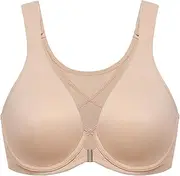 [DELIMIRA] Women's Front Closure Bras Posture Full Coverage Plus Size Underwire Unlined Back Support Plunge Seamless Bra B-H