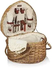 Outdoor Park Picnic Basket Heart Shaped Wicker Storage Basket With White Liner Foldable Liner Double Handle Compact Design Storage