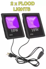 (2 Pack) 10W Ultraviolet LED UV Flood Light For Neon Blacklight Party Stage
