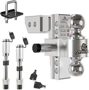 Jyoelron Adjustable Trailer Hitch (2.5" Receiver) 6" Drop & Rise (12,500 LBS GTW) Heavy Duty Aluminum Tow Hitches Dual Ball (2" & 2-5/16") Hitch Tightener Double Anti-Theft Locking Hitch Pins