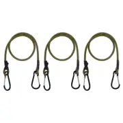 3 Pack Bungee Cords with Hooks 20" Straps Strong Elastic Rope Army Green
