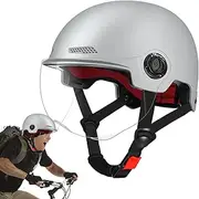 Gupcaqosjw Open Face Motorcycle Helmets - Shockproof Adult Helmets, 2H Hardness, Anti-Glare Detachable Visor | Adjustable EHelmets, Head Protector for Adult Men and Women