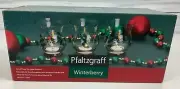 Pfaltzgraff Winterberry Set 3 Tea Light Candle Holders Glass Christmas Holiday