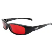 NEW ATTITUDE MOTORCYCLE GLASSES SUNGLASSES BLACK FRAMES SPRING HINGE RED LENS