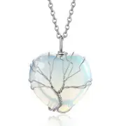 Tree of Life Heart Crystal Necklaces for Women, Moonstone Necklace June Birthsto