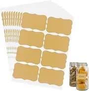 Natural Kraft Label Stickers Sticky Blank Labels, 200 Pcs Gift Tag Stickers Valentine's Day Brown Gift Sticker Labels for Jars Self-Adhesive Present Name Tags Stickers for Food Containers Storage Bins