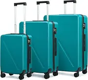 [MILADA] Luggage Hard Shell Suitcases, Caribbean Blue, 3-Piece Set（20/24/28）, Travel