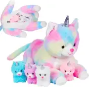 Unicorn Stuffed Animals for Girls Ages 3-8 - Mommy Cat Unicorn with KittyCorn