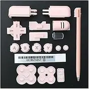 Replacement ABXY L R D Pad Cross Button Full Button Set & Sticker & Conductive Button Pad & Stylus Touch Pen for DS Lite NDSL Console Pink