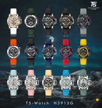 在飛比找PChome24h購物優惠-【T5】-H3913G-美國潮牌時尚流行表-六角螺絲裝飾錶殼