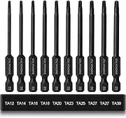 S2 Steel Triangle Drill Bit Set - 10 Pcs, Sizes TA12 to TA30, 1/4'' Hex Triangle Bit Set, 2.5in Triangular Screwdrivers