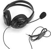 Lightweight 3.5mm Stereo Gaming Headset, Moving Coil Call Headphone, with Microphone and Adjustable Headband, for Computer Mobile Phone (Black with White Box Packaging)