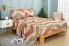 DaDa Bedding Botanical Cranberry Sage Chevron Floral Flat Sheet w/ Pillow Cases