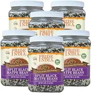 Pride Of India - PACK of 6 - Indian Split Black Gram Matpe Beans - Protein & Fiber Rich Urad Dal, 3 Pound Jar