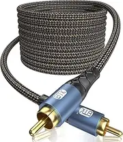 EMK Subwoofer Cable RCA to RCA Audio Cable 24K Gold-Plated Nylon Braided Double Shielded Digital Analogue Supports Amplifiers,Home Theater,Hi-Fi Systems,Subwoofer(30ft/10m)