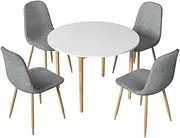 Artiss Dining Table and Chairs Set 5PCS White Grey Restaurant Kitchen Furniture