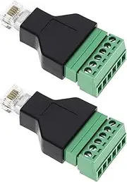2PCS RJ12 Audio Adapter Connector Ethernet RJ12 6P6C Male to 6 Pin Screw Terminals Adapter Connector Home Audio Accessories