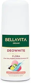 ECH Ethnic Choice Organic Flora Deo White Antiperspirant Deodorant for Women Long Lasting Freshness 50ml Natural Roll On Under Arms Skin Whitening for Dark Underarms