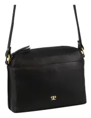 [PIERRE CARDIN] Multi-Compartment Leather Crossbody Bag in Black